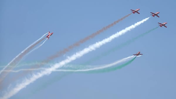 surya kiran aerobatic team performing at aero india